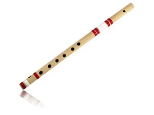 15.5 Inch Authentic Indian Wooden Bamboo Flute in 'A' Key Fipple Woodwind Musical Instrument Recorder Traditional Bansuri Handcrafted Novelty Decoratives & Collectibles