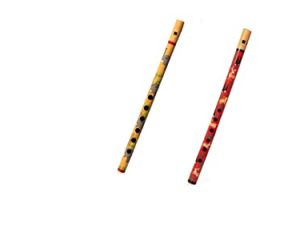 Decorative Traditional Handmade Wooden Bamboo Flute Basuri Indian Musical Instrument for Gifting and Decoration (Elephant and Deer- Set of 2)