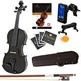 Mendini By Cecilio Violin For Kids & Adults - 4/4 MV Metallic Black Violins