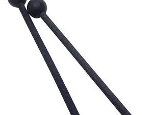 TUOREN 1 Pair 7.5 Inch Long Rubber Xylophone Mallets Tongue Drum Mallets Percussion Sticks Hammer with Wooden Handle Music Instrument Accessory (Black)