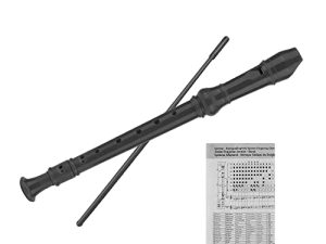 ENGIEGEE 8-Hole Soprano Descant Recorder Kids Music Flute with Cleaning Rod & Case Bag For School Student Home Entertainment Black