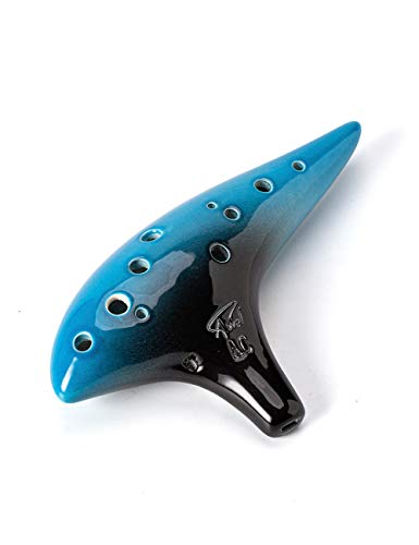 “Ocean Notes” 12 Hole Sweet Potato Ocarina Graceful Shape Pottery Ocarina in Alto C (Blue & Black) “Ocean Notes” 12 Hole Sweet Potato Ocarina Graceful Shape Pottery Ocarina in Alto C (Blue & Black)