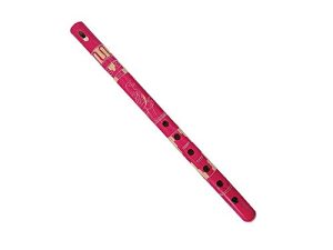 Colored Bamboo Wooden Native Tribal Nature Pattern Flute Woodwind Recorder - Handmade Gifts Ethnic Musical Instruments (Hot Pink)