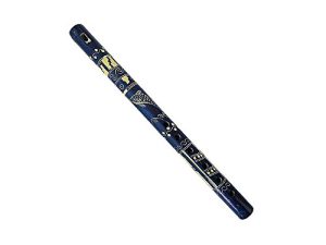 Colored Bamboo Wooden Native Tribal Nature Pattern Flute Woodwind Recorder - Handmade Gifts Ethnic Musical Instruments (Blue)