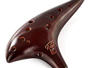 “Ocean Notes” 12 Hole Sweet Potato Ocarina Graceful Shape Pottery Ocarina in Alto C (Smoked Coffee)