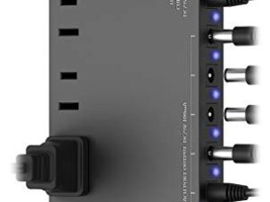 Hiree Guitar Pedal Power Supply Adapter Station Distributor 10 Isolated DC Output for 9V/12V/18V Effect PedalBoard with 4 AC Outlet for Charging Speaker