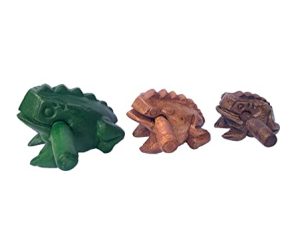 Handmade Percussion Instruments Wooden Frog wooden frog musical instrument 3 Pieces Set of 4 Inch Green Wooden Frog