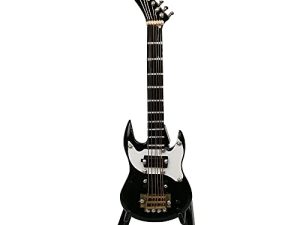 ALANO Black Electric Guitar Model Without Leather case Decor Model Mini Musical Ornament with Stand (GE12B-10)