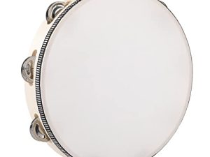 Tambourine for Adults Wooden Tambourine Hand Held Drum Bell Birch Metal Jingles Percussion Percussion Gift Musical Educational Instrument for Church Party(10 inch)
