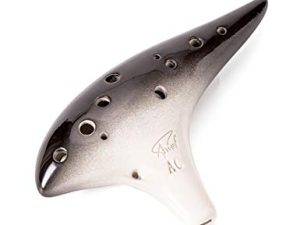“Ocean Notes” 12 Hole Sweet Potato Ocarina Graceful Shape Pottery Ocarina in Alto C (Gradient Black)