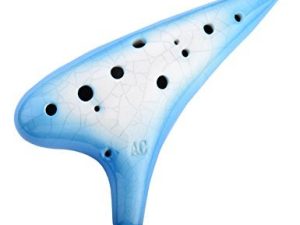 ”Joy of Wood Thrush” 12 Hole Alto C Ceramic Ocarina in Exquisite Craft (Gradient Blue)