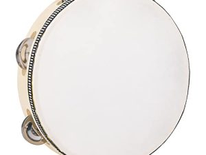 Tambourine for Adults Wooden Tambourine Hand Held Drum Bell Birch Metal Jingles Percussion Percussion Gift Musical Educational Instrument for Church Party(8 inch)