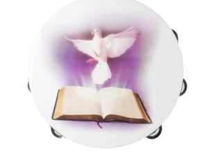 Double Row Jingle Tambourine 10 inch Dove Bible Double Row Jingle Tambourine | Church Percussion Musical Instrument | Esterly's