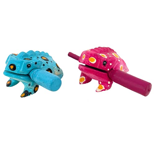 Cozinest Pair Wooden Frogs Guiro Rasp Percussion Instruments Tone Block Thailand Craft Small Wood Frog Musical Instrument 2 Inch (Turquoise and Pink Dots) Cozinest Pair Wooden Frogs Guiro Rasp Percussion Instruments Tone Block Thailand Craft Small Wood Frog Musical Instrument 2 Inch (Turquoise and Pink Dots)