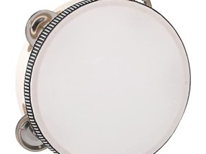 Tambourine for Adults Wooden Tambourine Hand Held Drum Bell Birch Metal Jingles Percussion Percussion Gift Musical Educational Instrument for Church Party(4 inch)