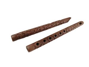 Indian Glance Traditional Wooden Flute Great Sound Woodwind Musical Instrument - Gift Flute for Kids (Set of 2)