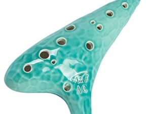 Awef Jingle Stream 12 Hole Ocarina Alto C Ocarina with Ocean Ripple Texture (Cyan)