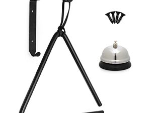 BURGE TIME Triangle Instrument - Heavy-Duty Cast Iron - 9" - Old-Fashioned Cowboy Dinner Bell - Rustic Farmhouse Antique Style - Loud Chime