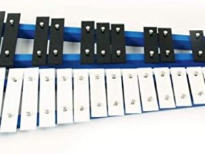 Professional Blue Wooden Soprano Glockenspiel Xylophone with 25 Metal Keys for Adults and Kids - Includes 2 Plastic Beaters