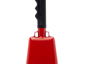 10 Inch Cow Bell Noise Makers Cowbell for Sporting Event Cheering Bell for Football Games Large Steel Cowbell with Handle Solid School Bells Call Bell Alarm (Red)