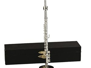 Seawoo Dselvgvu Copper Miniature Flute with Stand and Case Mini Musical Instrument Miniature Replica Dollhouse Model Mini Flute Home Ornament (5.39inch Silver Flute)