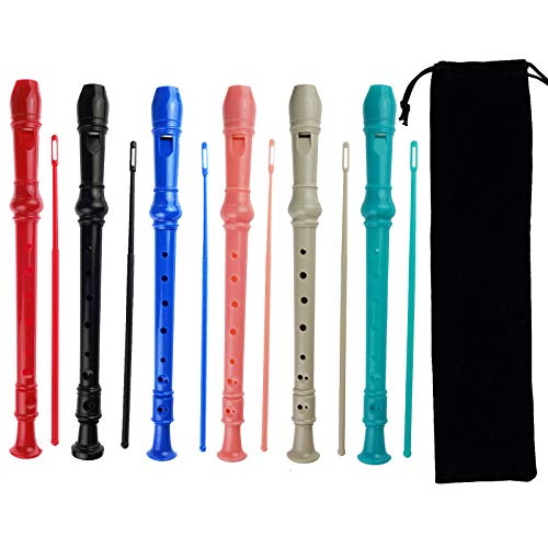 Kasteco 6 Pack German Style 8 Hole-3 Piece Descant Soprano Recorders with Cleaning Rod Kasteco 6 Pack German Style 8 Hole-3 Piece Descant Soprano Recorders with Cleaning Rod