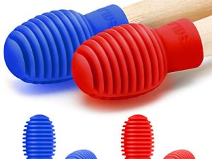 4 Pieces Drum Mute Drum Dampener Silicone Drumstick Silent Practice Tips Percussion Accessory Mute Replacement Musical Instruments Accessory (Blue
