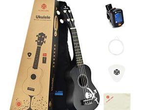 MUSICUBE Ukulele for Beginners 21-Inch Wooden Soprano Ukulele Kit with Ukulele Tuner & Strings & Pick & Bag & Polishing Cloth Professional Hawaiian Guitar Musical Instruments Christmas Day Gift Choice