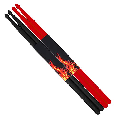 2 Pairs 5A Nylon Drumsticks for Adults Kids Light Durable Plastic Drum Sticks Set with Non-Slip Handles Professional Musical Instrument Percussion Accessories (Black & Red) 2 Pairs 5A Nylon Drumsticks for Adults Kids Light Durable Plastic Drum Sticks Set with Non-Slip Handles Professional Musical Instrument Percussion Accessories (Black & Red)