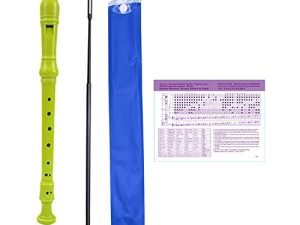 German Style 8 Hole Soprano Descant Recorder Instrument for Chrildren Kids Beginner Graduation or Back to School Gift with Cleaning Rod and Instruction (green)