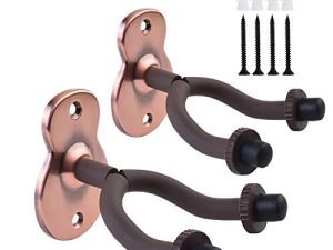 Lejoy Guitar hanger Guitar hook Guitar holder Guitar wall mount hangers for Electric Acoustic and Bass Guitars (BROWN)