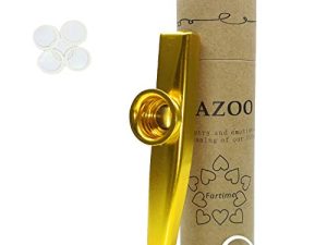Fartime Gold Exquisite Aluminum Alloy Kazoo With 5 Kazoo Flute Diaphragms And A Beautiful Gift Box-Musical Instruments. (gold)