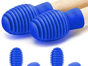 4 Pieces Drum Mute Drum Dampener Silicone Drumstick Silent Practice Tips Percussion Accessory Mute Replacement Musical Instruments Accessory (Blue)