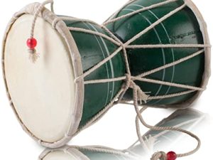 Handmade Wooden & Leather Classical Indian Folk Dumroo Damroo Damaru Hand Drum Set Percussion Decorative Collectible Showpiece World Musical Instruments (Green)