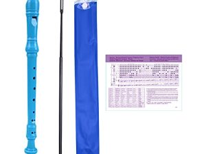 German Style 8 Hole Soprano Descant Recorder Instrument for Chrildren Kids Beginner Graduation or Back to School Gift with Cleaning Rod and Instruction (Blue)