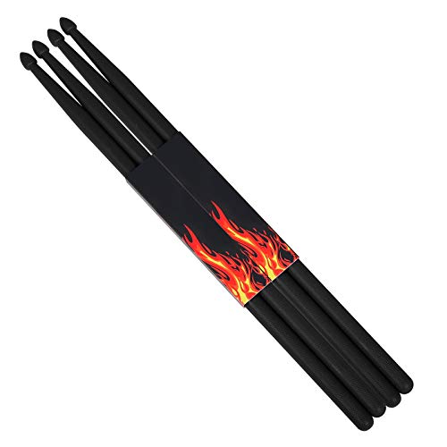 2 Pairs 5A Nylon Drumsticks for Adults Kids Light Durable Plastic Drum Sticks Set with Non-Slip Handles Professional Musical Instrument Percussion Accessories (Black & Black) 2 Pairs 5A Nylon Drumsticks for Adults Kids Light Durable Plastic Drum Sticks Set with Non-Slip Handles Professional Musical Instrument Percussion Accessories (Black & Black)