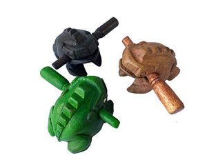 Guiros Percussion Instruments Wooden Frog 3 Pieces Set of 2.5-2.75 Inch Small Wood Carving Black Frog Musical Instrument