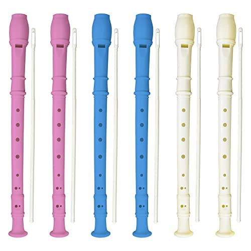 6 Pack 8 Hole Soprano Recorders Descant Flute With Cleaning Rod German Style for Chrildren Kids Beginner Graduation or Back to School Gift (blue 6 Pack 8 Hole Soprano Recorders Descant Flute With Cleaning Rod German Style for Chrildren Kids Beginner Graduation or Back to School Gift (blue