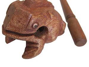 Deluxe Small 2" Wood Frog Guiro Rasp - Percussion Musical Instrument Tone Block - by World Percussion USA