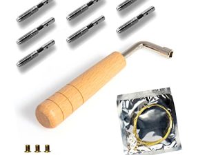 Cheerock 7 Lyre Harp Strings 7pcs String Pin Nails with Tuning Wrench Replacement for Lyre Harp and Other Small Harp Musical Stringed Instrument