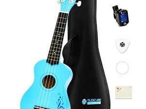 MUSICUBE Ukulele for Beginners 21-Inch Wooden Soprano Ukulele Kit with Ukulele Tuner & Strings & Pick & Bag & Polishing Cloth Professional Hawaiian Guitar Musical Instruments Christmas Day Gift Choice