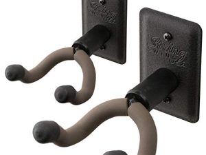 String Swing Guitar Hanger - Holder for Electric Acoustic and Bass Guitars - Stand Accessories Home or Studio Wall - Musical Instruments Safe without Hard Cases - Black Heavy Duty Steel BCC11K 2-Pack