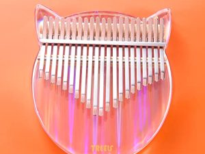 TREELF Kalimba Thumb Piano 21 Keys Cute Cat Acrylic Rainbow Clear Transparent Keyboard Finger Piano Musical Instruments