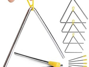 Facmogu 5 Pack Hand Percussion Triangles with Strikers