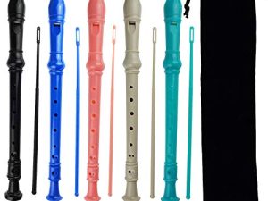 Kasteco 5 Pack German Style 8 Hole-3 Piece Descant Soprano Recorders with Cleaning Rod