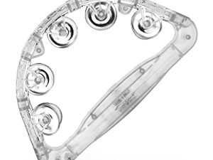 LED Tambourine - Musical Flashing Handheld Percussion Instruments for Adults - Light Up Tambourine with Batteries Included (White)