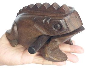 Cozinest Medium 6" Wood Frog Guiro Rasp Percussion Musical Instrument Tone Block Wooden Handcraft Percussion Instruments Products From Thailand Lucky Frog for Home Office Decor (Brown)