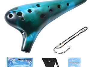Ocarina Instrument 12 Hole Alto C Straw Smoked Ceramic Ocarinas