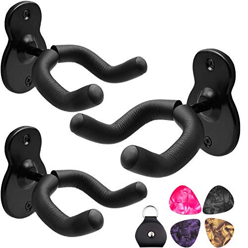 Guitar Wall Mount Hanger 3 pack Holder Metal Hook Black for Acoustic Electric Bass Guitars Ukulele and More Instruments Guitar Wall Mount Hanger 3 pack Holder Metal Hook Black for Acoustic Electric Bass Guitars Ukulele and More Instruments