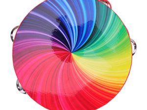 EXCEART 8 Inch Double Row Tambourine Fashionable Beating Drum for Adult and Children (Rainbow Color)